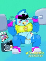 big_balls big_penis bird blue_fur bodybuilding brawl_stars buzz_(brawl_stars) cropped cum cute cute_eyes cute_face dick dogarcello excited fat_ass furry gay halteres male male/male male_only mr._p_(brawl_stars) muscles muscular muscular_male music nozzle penguin shorts supercell tennis_uniform topwear training