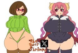 brown_hair dragon huge_ass huge_breasts hyper_breasts ilulu ilulu_(dragon_maid) ilulu_(maidragon) ilulu_(miss_kobayashi&#039;s_dragon_maid) nikki_(swapnote) thetastyshrimp thong