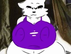 animated animated big_breasts black_eyes breasts_out bunny bunny_girl clothes_ripping fur furry furry_only leanne_crow_breasts_popping_out lunnet_(lunnybunny) lunnybunny meme nipples_visible_through_clothing purple_clothing rotoscoping white_body white_fur white_hair white_pupils