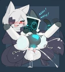 2024 anthro balls blush bodily_fluids carrying_another carrying_partner carrying_position cat_robot cum cum_in_vagina cum_inside cum_splatter defunctumbra duo felid feline felis female female_penetrated from_behind_position genital_fluids genitals hair hair_over_eye heart_on_body hi_res inflation looking_pleasured machine male male/female male_penetrating male_penetrating_female mammal penetration penile penile_penetration penis penis_in_vagina robot robot_feral screen_face sex stomach_bulge tail text umbra_(defunctumbra) vaginal_penetration vulva