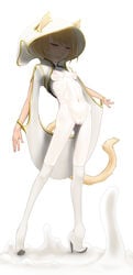 animal_ears atomic_bomb blonde_hair bodysuit breasts cat_ears cat_tail catgirl female goo hair hood loose-loop-loomed mage magic nipples pussy solo tail