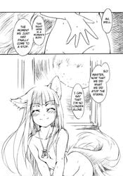 animal_ears blush breasts comic english_text female flat_chest holo ikuta_takanon ookamimimi spice_and_wolf takanon_ikuta text