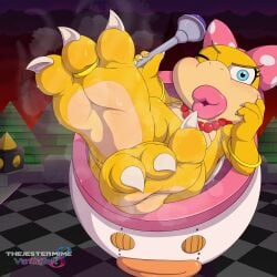 barefoot feet female foot_fetish huge_lip koopa koopaling mario_(series) monster monster_girl soles steam steamy_feet sweaty sweaty_feet thejestermime wendy_o._koopa