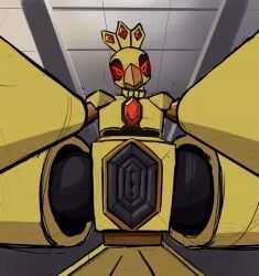 1girls 2d animated facesitting female female_only gif glowing_eyes machine pagonioplo-igetis_(votv) pov pussy robot rozital solo solo_female voices_of_the_void yellow_body