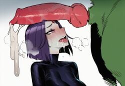 1boy after_fellatio ai_generated animal_genitalia animal_penis beast_boy big_penis blush bodysuit breasts breath canid canine canine_penis canis clothed cum cum_drip dc dc_comics drooling erection female feral green_fur heart heart-shaped_pupils heavy_breathing hornyartx huge_cock knot large_breasts large_penis looking_at_penis male open_mouth penis penis_awe penis_on_face purple_eyes purple_hair raven_(dc) saliva saliva_trail short_hair steam straight teen_titans testicles tongue tongue_out uncensored veins veiny_penis wolf zoophilia