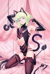 1boy androgynous bdsm_gear bondage_gear cat_ears cat_tail crossdressing fake_animal_ears femboy femboy_only gloves lio_fotia male male_only petite petite_body petite_male promare slim slim_male slim_waist solo solo_male solthrys stockings thighhighs twink