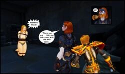 3d 3girls bondage bra english_text female female_only gadreel gadreela gagged multiple_girls original_character panties speech_bubble underwear world_of_warcraft