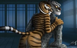 2009 anthro ass claws feline female fur furry kung_fu_panda looking_at_viewer male master_tigress nude protator pussy straight tai-lung tail tiger