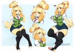 1girls 2025 animal_crossing anthro bedroom_eyes bottomwear canid canine canis choker clothing domestic_dog female female_only happy isabelle_(animal_crossing) jewelry legwear looking_at_viewer mammal narrowed_eyes necklace nintendo pupils secretary seductive short_stack simple_background sketch_page skirt smiling smiling_at_viewer solo stirrup_legwear stockings teranen thick_thighs uniform white_pupils
