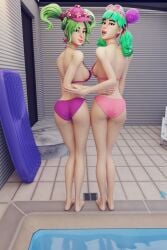 2girls ass bra breasts female fortnite giocamolly outerwear panties tropical_punch_zoey underwear zoey_(fortnite)