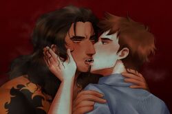 dispatch_(game) flambae gay ironicorange kissing kissing makeout male male_only robert_robertson tongue_kiss