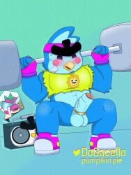 big_balls big_penis bird blue_fur bodybuilding brawl_stars cropped cum cute cute_eyes cute_face dick dogarcello fat_ass furry gay halteres male male/male male_only mr._p_(brawl_stars) muscles muscular muscular_male nozzle penguin shorts supercell tennis_uniform topwear training