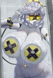 1girls against_glass against_surface alternate_version_available areola ass bathroom big_areola big_ass big_breasts big_nipples breasts epokguyz exposed_nipples female female_focus female_only gigantic_ass gigantic_breasts gigantic_thighs glitch_productions huge_areola huge_ass huge_breasts huge_nipples large_breasts looking_at_viewer murder_drones naked naked_female nipples saliva_on_tongue short_hair shower showering sliver_hair solo sonic_(series) thick_thighs thighs tongue_out v_(murder_drones) water wet wet_body white_body yellow_eyes