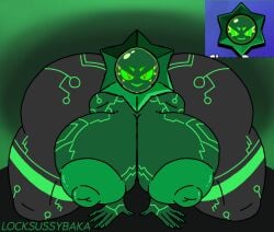 1girls artist_name artist_upload brawl_stars busty_female chaos_drop_(brawl_stars) cybernetics female_focus female_only first_porn_of_character gijinka green_eyes green_skin humanoid hyper_ass hyper_breasts large_breasts large_thighs locksussybaka non-human not_furry self_upload smug_face