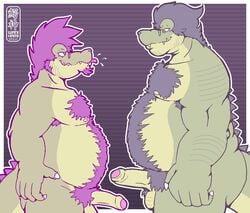 body_hair chubby comparing crocodile fat glasses male_only penis reptile scalie wanikami