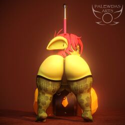 1:1 3d_(artwork) 4_fingers 4_toes amber_eyes areola ass belly bent_over big_breasts big_butt big_ears biped blush breasts choker clothed clothing digital_media_(artwork) ear_piercing ear_ring fantasy female female_humanoid fingers genitals giant_hammer gloves goblin goblin_female green_body hair hammer handwear hi_res holding_object holding_weapon humanoid jewelry lace lace_stockings legwear lingerie maul mina_(palewdasarts) necklace nipple_piercing nipples oversized_weapon paladin palewdas_arts piercing red_hair ring_piercing short_stack shortstack slightly_chubby solo stockings tagme thick_thighs toes tongue tongue_out tools vulva weapon