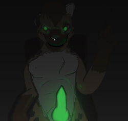 1boy darkness glow glowing_eyes glowing_penis green grin hyena jjiinx male male_only sitting solo