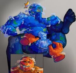 ballsack disembodied_hands earth_(solarballs) leggings penis ripped_clothing solarballs venus_(solarballs)