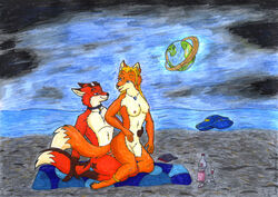 2010 anthro beach blanket boat bottle breasts canine eye_contact feha_de_phoenix female fox from_behind fur furry konu_eikuku_hentaru looking_at_another male mouth night nipples nude open_mouth outdoors penetration penis planet reverse_cowgirl_position ring sand seaside sex sitting spacecraft stars straight water xaaff xaafw