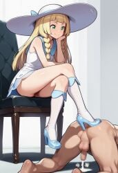 1boy1girl ai_generated anal anal_insertion anal_sex anonymous_male anus artist_request ass balls blonde_hair chair clothed_female clothed_female_nude_male confident cum cumming cumming_from_anal_sex cumming_while_penetrated dominant dominant_female domination faceless_male female_dominating_male female_domination female_focus female_on_top femdom green_eyes heel_in_ass heel_insertion heels high_heels humiliated humiliating humiliation lillie_(pokemon) malesub naked_male nude_male on_all_fours on_ground orgasm orgasm_from_anal penis pixiv_link pokemon pokemon_sm pokemon_usm prostate_orgasm prostate_stimulation relaxed reverse_anal satisfied_look sitting sitting_on_chair smile smiling tagme