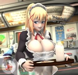 3d aqua_(konosuba) big_breasts cleavage darkness_(konosuba) gamer126i kabalmystic_(style) kono_subarashii_sekai_ni_shukufuku_wo! konosuba maid milk sfm source_filmmaker