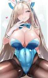 1girls 2022 asuna_(blue_archive) asuna_(bunny)_(blue_archive) beauty_mark blonde_female blonde_hair blue_archive blue_eyes blue_leotard bowtie breasts bunny_ears bunny_girl bunnysuit casino cleavage detached_collar female female_only grin hair_over_one_eye highleg_leotard hips huge_breasts indoors keishi_surota leotard light-skinned_female light_skin long_hair mole_on_breast slim_waist smile spread_legs thick_thighs thighs tights very_long_hair wide_hips