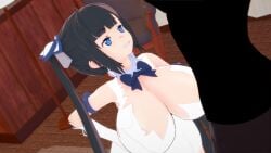 3d bell_cranel big_breasts dungeon_ni_deai_wo_motomeru_no_wa_machigatteiru_darou_ka hands_on_hips hestia_(danmachi) koikatsu rhcpftw shortstack smile smiling