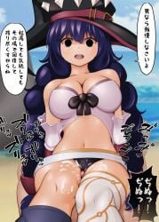 11th_seat_(overlord) beach big_breasts cum empty_eyes femdom hoshizora_inku overlord_(maruyama) public_sex tagme thigh_job thigh_sex witch witch_hat