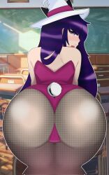 1girls 2022 alternate_version_available ass ass_focus bunny_tail bunnysuit female_focus hat indie_virtual_youtuber latam_virtual_youtuber light-skinned_female light_skin long_hair long_hair_female looking_back mai_noboshi milk_nsfw open_mouth purple_eyes purple_hair solo solo_female solo_focus teeth tongue virtual_youtuber vjin vtuber vtuberfanart white_hat white_tail