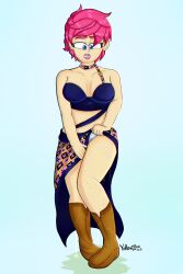 female jojo's_bizarre_adventure omorashi pantyshot peeing peeing_self pink_hair piss_soaked skirt_lift skirt_pull trish_una vento_aureo wetting wetting_self yellowzonemx