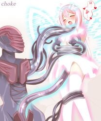 ambiguous_penetration big_breasts choking clothed_rape covered_penetration detransformation dress implied_penetration implied_sex magical_girl non(artist) original original_character pink_hair rape sex_under_clothes sex_under_dress spoken_heart tentacle tentacle_rape tentacle_sex tentacle_under_dress tentacles_under_clothes transformation