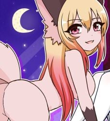 anthro ass_focus bedroom fox_girl furry luna_(wolfychu) night_sky nude_female virtual_youtuber wolfychu