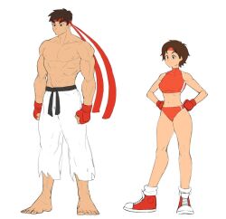 1boy 1girls female fully_clothed gerrrms ryu_(street_fighter) sakura_kasugano street_fighter