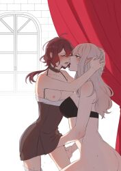 canon_couple color-les female_cum fingering lesbian lesbian_kiss mage_and_demon_queen malori nipples official_art older_female tits velverosa younger_female yuri