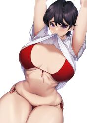 1girls 2022 arms_up asian asian_female bikini black_hair blueorca breasts female female_only hips komi-san_wa_komyushou_desu komi_shuuko large_breasts light-skinned_female light_skin mature_female milf mother red_bikini short_hair slim_waist thick_thighs thighs wide_hips