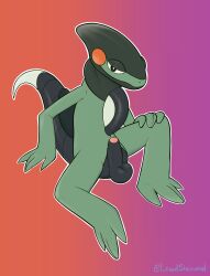 absurd_res anthro balls cyclizar erection genitals green_body green_skin hi_res lizard male male_cyclizar male_mototokage mototokage nintendo pokémon_(species) pokemon reptile scalie sherwind52 solo solo_male spread_legs spreading video_games