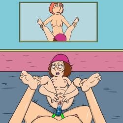 2girls beanie biting_lip breasts brown_hair daughter_penetrated dildo drooling family_guy female female_only glasses holding_legs incest lesbian lesbian_sex lipstick lois_griffin meg_griffin mirror mirror_reflection mother_and_daughter mother_penetrating mother_penetrating_child mother_penetrating_daughter nipples orange_hair rape sex sex_toy spreading_pussy stomach_bulge strap-on tearing_up unknown_artist vaginal_penetration vaginal_sex yuri