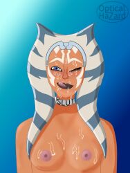 1girls ahsoka_tano alien alien_girl blue_eyes breasts cum facial female female_only optical_hazard orange_skin sketch slut_collar solo star_wars the_clone_wars:_season_seven togruta