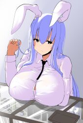 1girls akure_ekuto big_breasts bunny_ears bunny_girl clothing purple_hair reisen_udongein_inaba tagme touhou upper_body