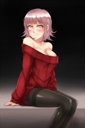 breasts cleavage danganronpa danganronpa_2:_goodbye_despair female_only large_breasts nanami_chiaki smooth_skin super_danganronpa_2 sweater tights twrlare