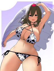 1girls akure_ekuto big_breasts cow_print shameimaru_aya tagme touhou