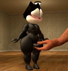 anthro balls blush domestic_cat dreamworks felid feline felis felix_the_cat felix_the_cat_(series) genitals hand_on_penis male male/male mammal penis playful renajon short_stack shortstack solo thick_thighs