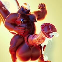 1:1 3d_(artwork) animal_genitalia animal_penis anthro armor balls beard belly biceps big_balls big_penis blender_(software) bodily_fluids body_hair brent chest_hair crouching cum cum_drip cum_on_penis cumshot digital_media_(artwork) dripping ejaculation equine_penis erection facial_hair fist flexing genital_fluids genitals glans hair hairy hand_on_stomach hard_hat headgear helmet hi_res huge_balls huge_cock huge_nipples hybrid hyper hyper_balls hyper_genitalia hyper_penis male male/male mammal mephitid muscular muscular_anthro muscular_male n0rdbara nipples nude overweight overweight_male pecs penis raised_arm raised_fist raised_tail simple_background skunk smile smirk solo solo_focus stripes ursid vein veiny_penis