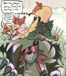 2022 69saturn420 anthro anus ass black_body black_fur blush bodily_fluids braixen claws duo ear_tuft english_text female finger_claws fur generation_6_pokemon generation_7_pokemon genital_fluids genitals hi_res lycanroc male midnight_lycanroc multicolored_body multicolored_fur nintendo pink_eyes pokémon_(species) pokemon pokemon_(species) presenting presenting_hindquarters pussy pussy_juice red_body red_fur smile text tuft video_games white_body white_fur yellow_body yellow_fur