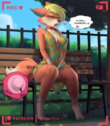 1girls 2021 :3 animal_crossing animal_ear_fluff animal_ears animal_nose anthro aqua_shirt aqua_skirt artist_name audie_(animal_crossing) bangs bare_shoulders barefoot battery_indicator bench between_legs blonde_female blonde_hair blue_sky blush body_fur breasts breath bush cleavage closed_eyes cloud collar collarbone commentary controller covered_nipples day dialogue ears_down english_commentary english_text exhibitionism eyeshadow fangs female female_ejaculation female_masturbation female_only female_orgasm fence full_body furry furry_female grass hand_between_legs heart highres legs makeup masturbation medium_breasts miniskirt nintendo no_bra no_panties on_bench open_mouth orange_fur orgasm outdoors own_hands_together patreon_logo patreon_username pineapple_print public public_indecency public_masturbation pussy_juice recording remote_control remote_control_vibrator sex_toy shiny shiny_hair shirt short_hair sitting skirt sky sleeveless sleeveless_shirt snout solo speech_bubble spoken_heart tail talking teeth text tree trembling two-tone_fur v_arms vibrator viewfinder watermark whisperfoot white_fur wolf_ears wolf_girl wolf_tail yellow_eyeshadow