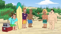 5boys american_dad balls beach big_penis edit edited erection foreskin genitals male male_only nude partially_retracted_foreskin penis screencap screenshot screenshot_edit stan_smith topless uncut unknown_artist veiny_penis