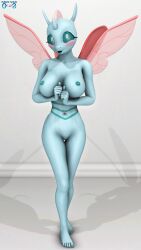 2022 3d_(artwork) 9:16 anthro anthrofied areola arthropod barefoot bashful big_breasts biped blue_body blush breasts changeling curvaceous curvy_figure daveman1000 digital_media_(artwork) feet female friendship_is_magic full-length_portrait genitals hasbro hi_res horn humanoid_feet humanoid_hands insect_wings looking_at_viewer my_little_pony navel nervous nipples nude ocellus_(mlp) open_mouth plantigrade portrait simple_background smile solo spread_wings teal_eyes teal_nipples toes voluptuous wings