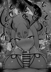 1boy 1girls :>= bare_shoulders big_breasts big_penis bikini bikini_top black_and_white blush breasts censored demon demon_girl detailed_background drooling eyelashes fate/grand_order fate_(series) fellatio female fishnet footwear heart heart-shaped_pupils horn humanoid ibuki_douji ibuki_douji_(fate) ibuki_douji_(swimsuit_berserker)_(fate) indoor inside interspecies kurotama legwear long_hair looking_at_viewer male male_pov marking oni oral oral_sex penis pointy_ears room saliva shiny shiny_skin sketch sound_effects squatting stockings sweat swimsuit text tied_hair tongue tongue_out vein veins veiny veiny_penis very_long_hair