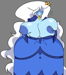 1girls adventure_time big_breasts blue_skin cartoon_network clothed clothing dress huge_breasts ice_queen ice_queen_(adventure_time) long_hair pixelzsinful voluptuous white_hair