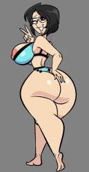 1girls big_breasts black_hair clothed clothing female female_only huge_ass huge_breasts light-skinned_female light_skin mostly_nude pixelzsinful thick_thighs wide_hips